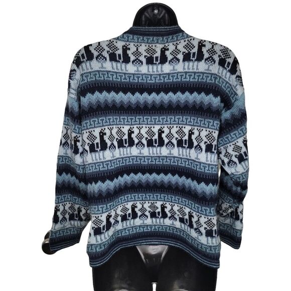 Archoi's Sweater Peruvian Alpaca Print Wool Full zip cardigan sweater medium - Picture 3 of 6